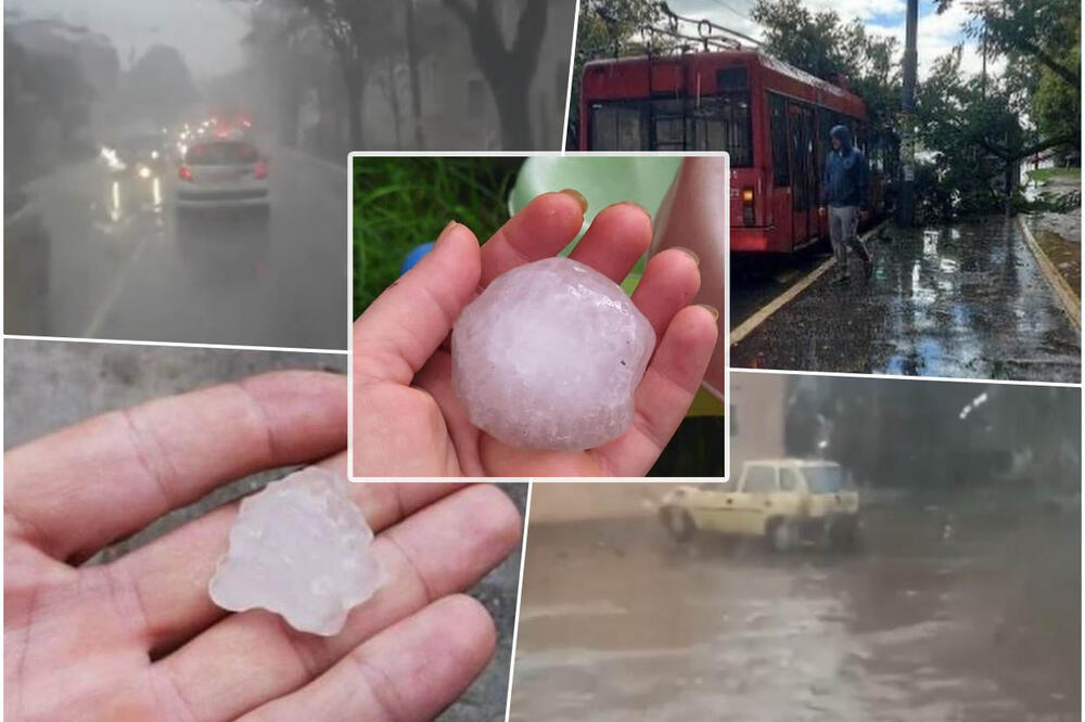 OVAKO NEVREME SRBIJA NIJE SKORO VIDELA: Grad veličine jabuke buši krovove, gromovi tuku na sve strane, kiša ne prestaje satima