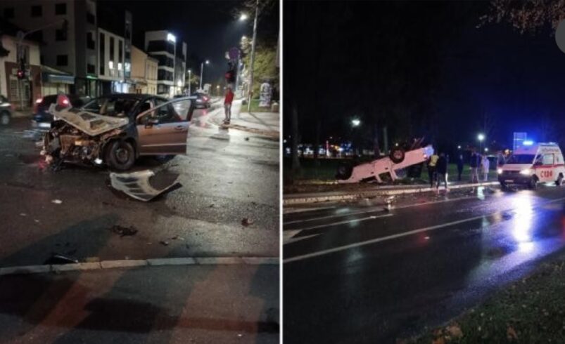 Teška saobraćajna nesreća u Brčkom: Učestvovala tri automobila, jedan završio na krovu