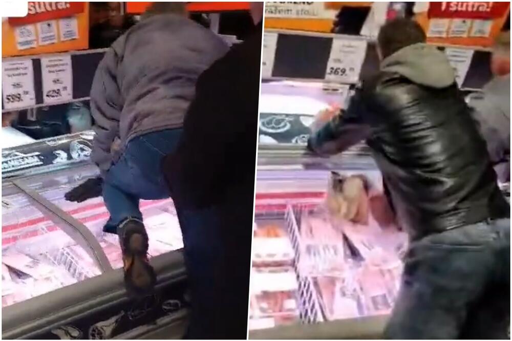 NOVI HAOS U SUPERMARKETU! KIŠOBRAN U GLAVU ZBOG PLEĆKE: Ljudi se penju na frižidere (VIDEO)